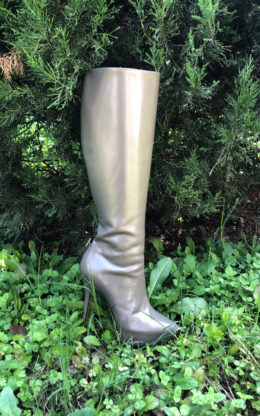 OBL-K-231023（九成新）灰色小尖头及膝靴