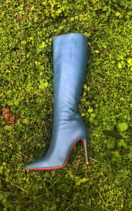 OBL-K-23978（二手）蓝色小尖头及膝靴