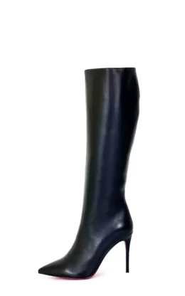 全新现货OBL-K-2304 40码黑色纳帕羊皮10公分细跟小尖头经典及膝靴 